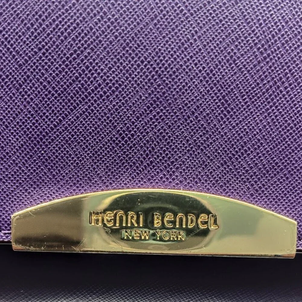 Henri Bendel Purple Saffiano Leather Wallet Wristlet Clutch NWOT